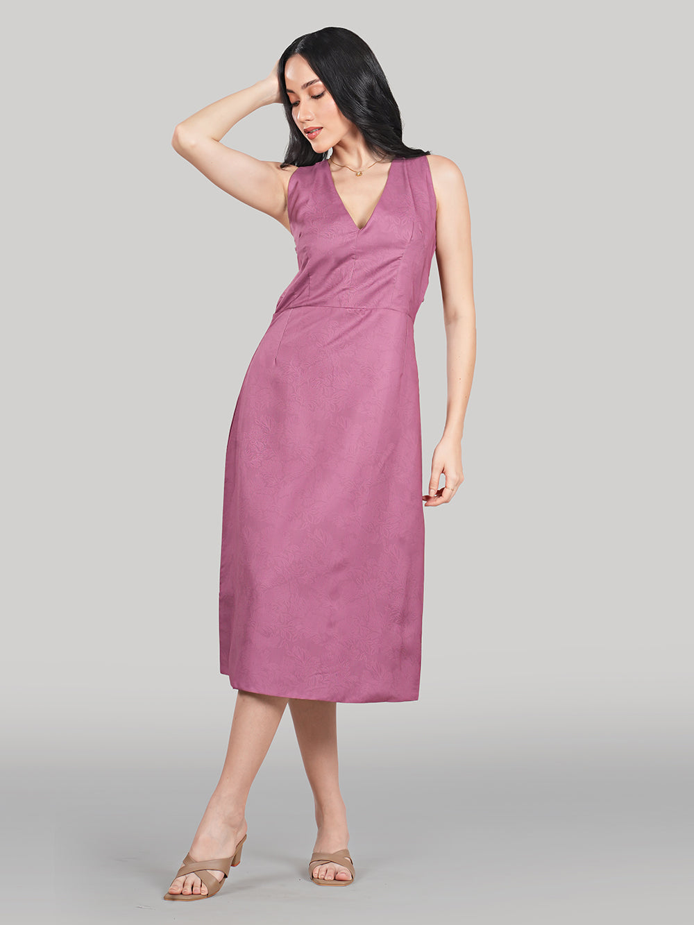 Aurelia Midi Dress – Rosé Blush