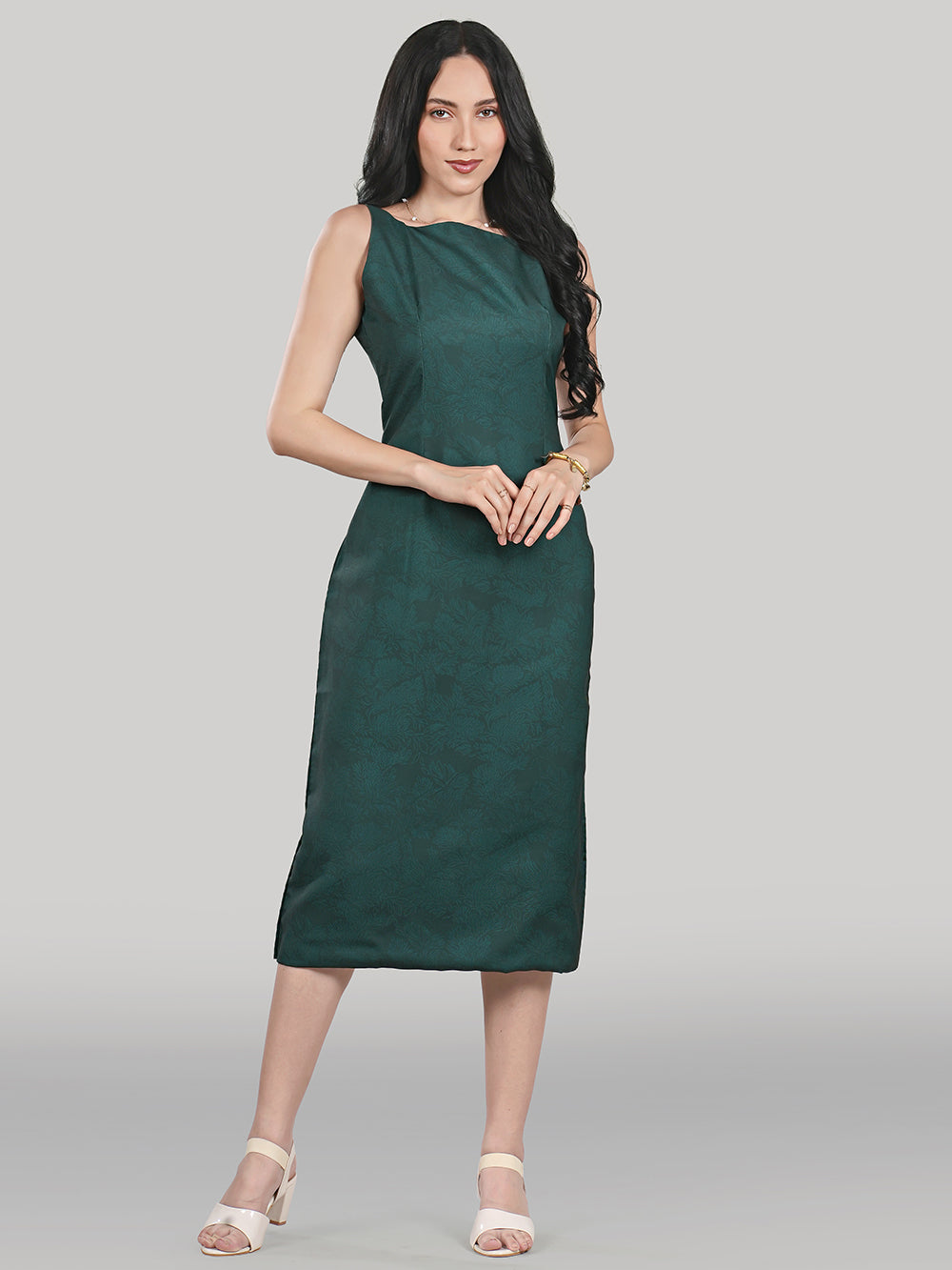 Solara Midi Dress-Emerald Veil