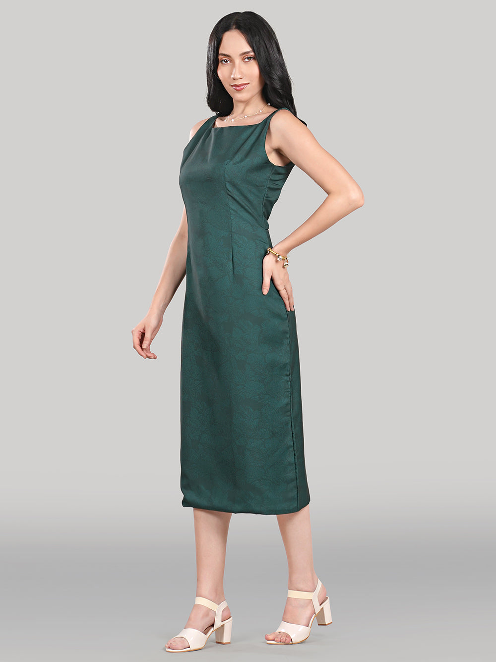 Solara Midi Dress-Emerald Veil