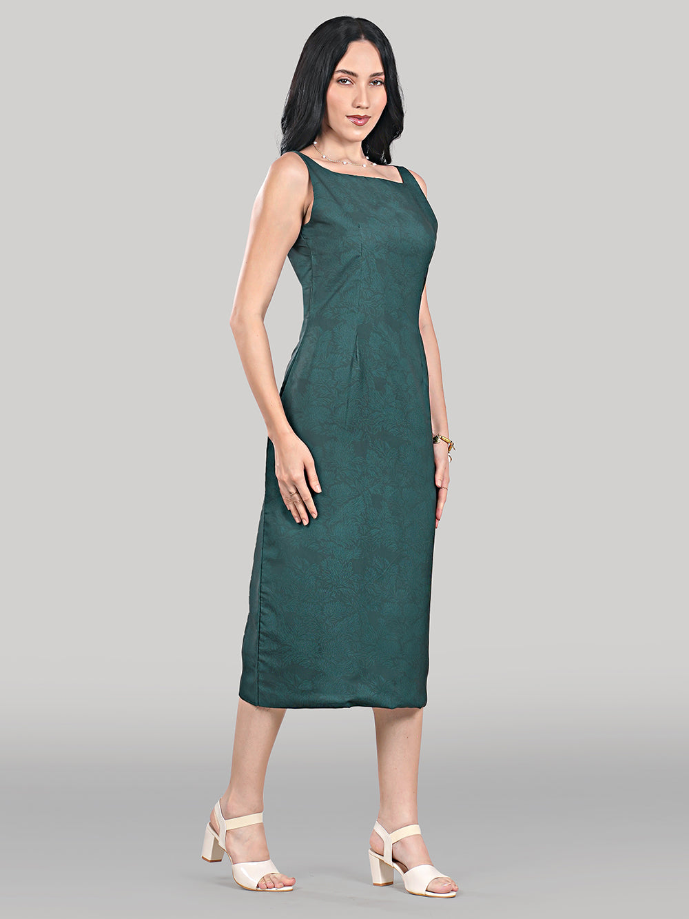 Solara Midi Dress-Emerald Veil
