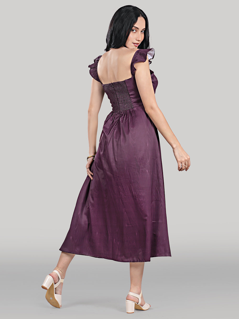Celeste Dress- Wooden- Plum