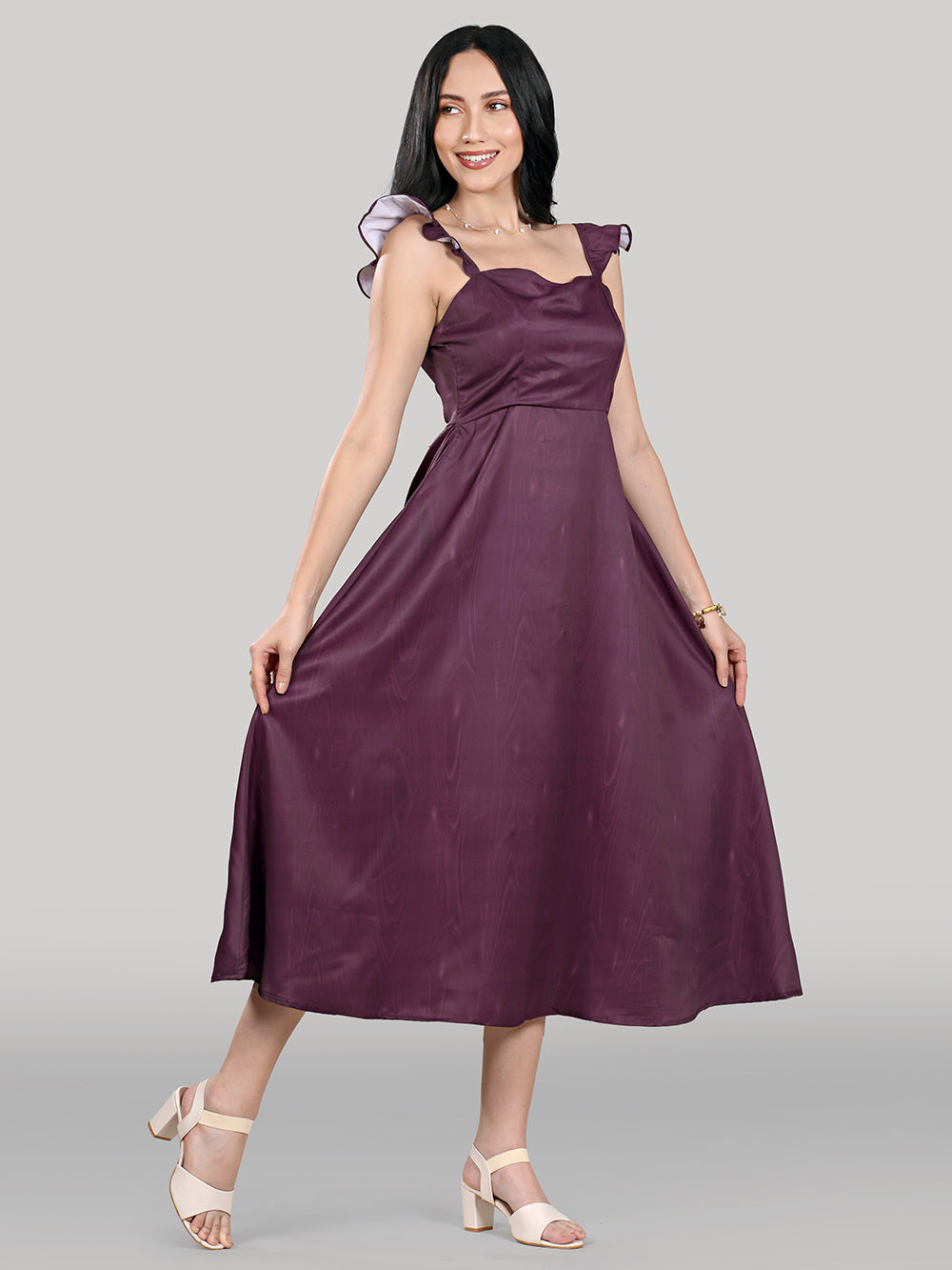 Celeste Dress- Wooden- Plum