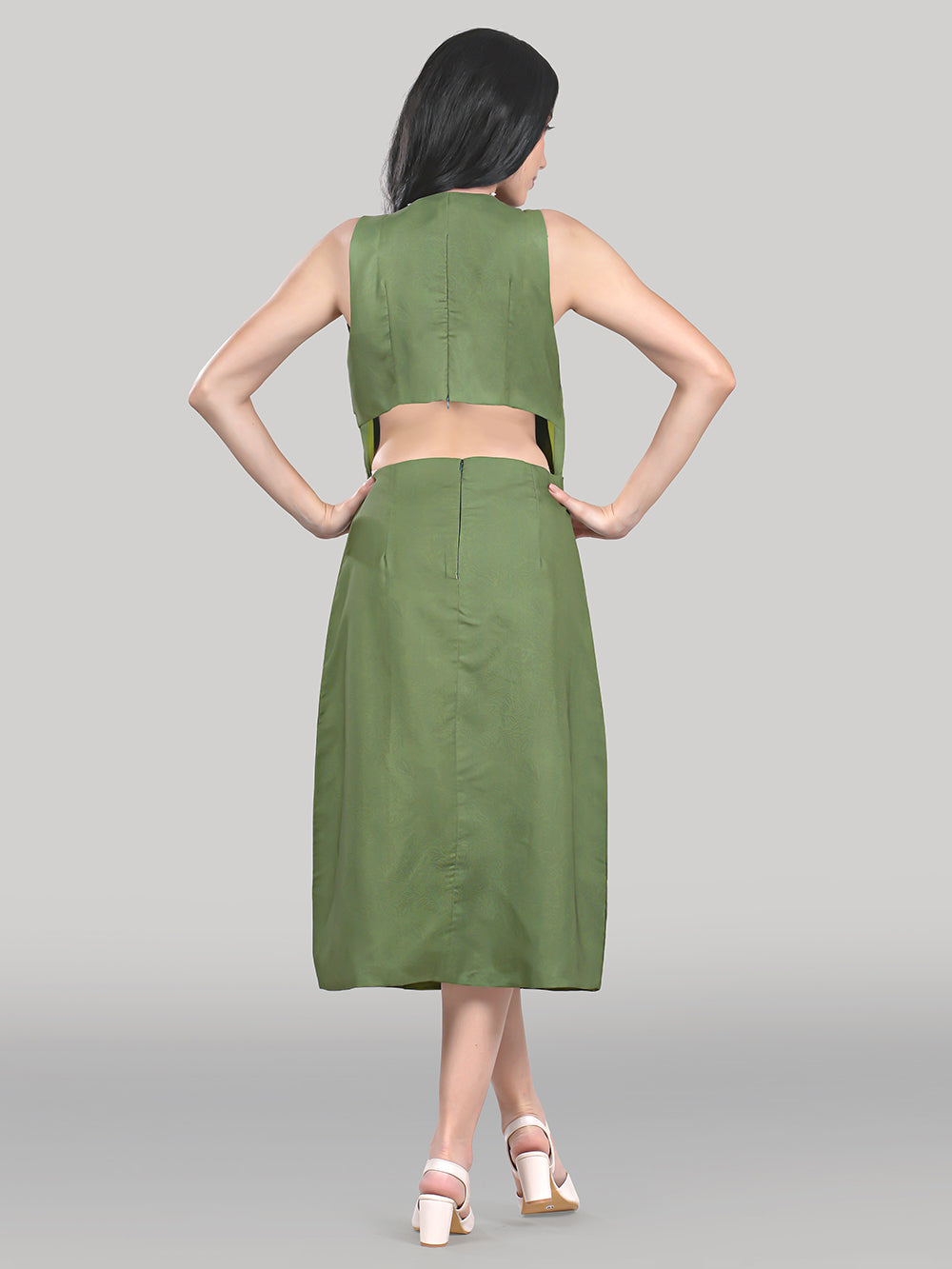 Aurelia Midi Dress – Olive Moss