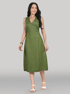 Aurelia Midi Dress – Olive Moss