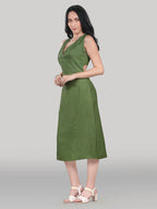Aurelia Midi Dress – Olive Moss