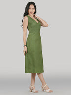 Aurelia Midi Dress – Olive Moss