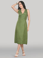 Aurelia Midi Dress – Olive Moss