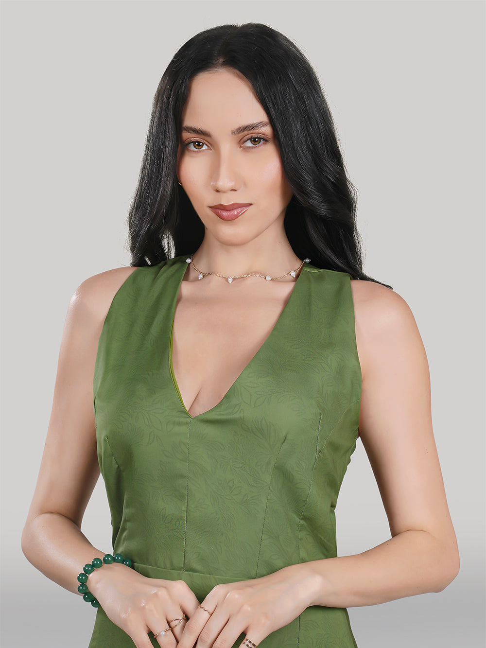 Aurelia Midi Dress – Olive Moss